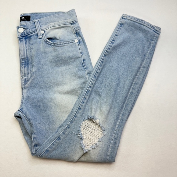7 For All Mankind Denim - 7 For All Mankind Size 28 Light Blue Cropped Jeans